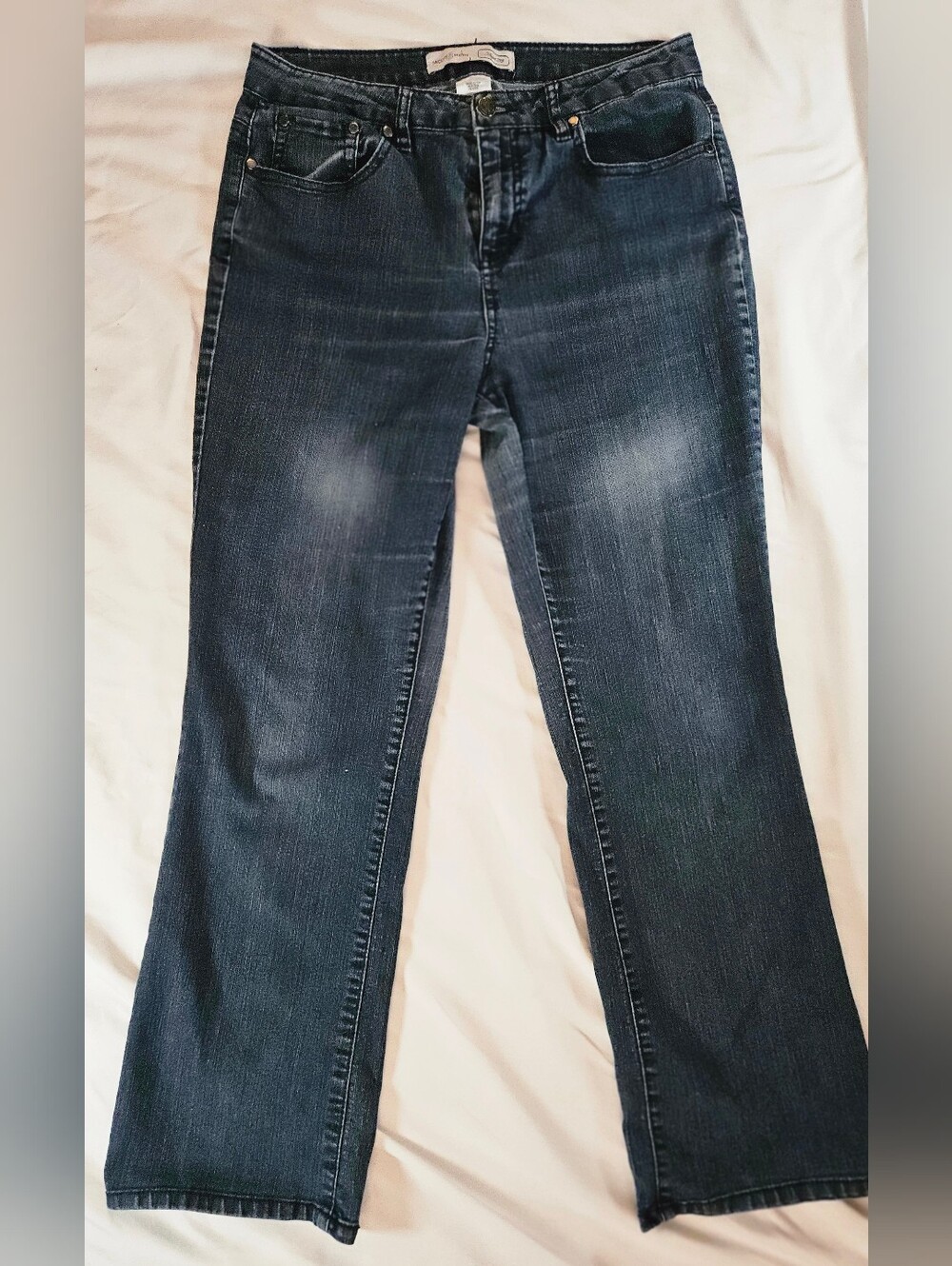 Jaclyn Smith Womens Dark Blue Button & Zip Fly Five Pocket Bootcut Jeans Size 10